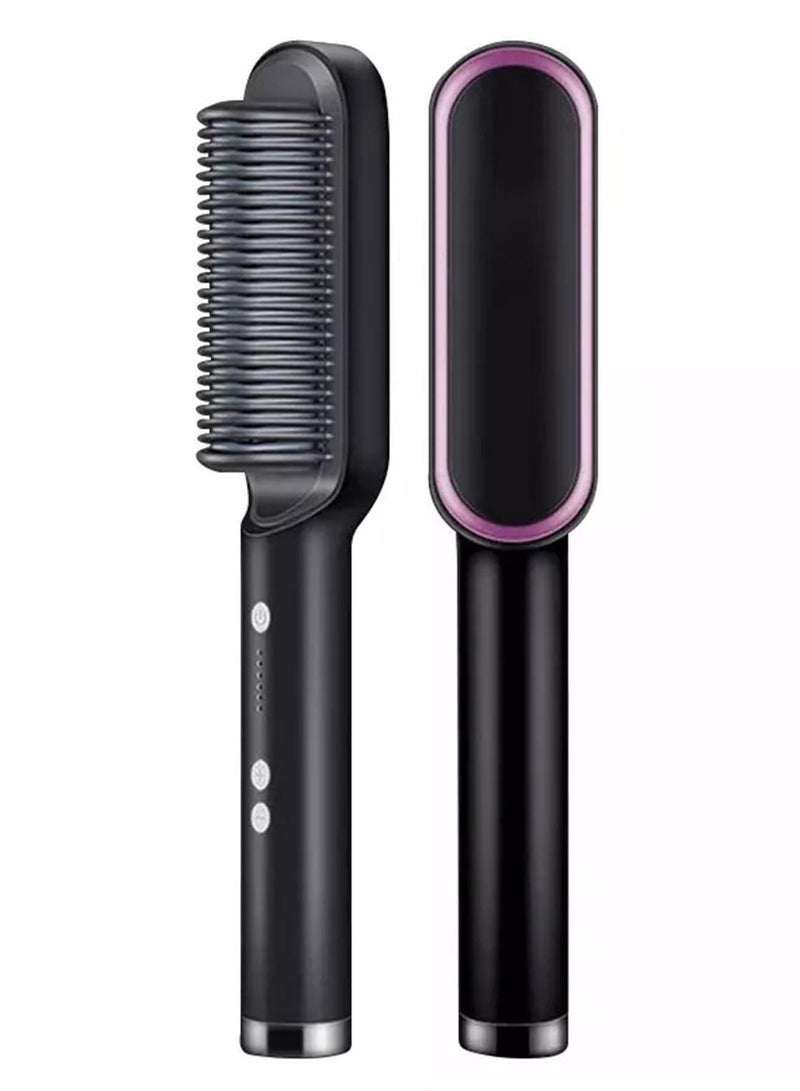 DubaiGallery Hair Straightener Brush, Hair Straightening Iron Built with Comb, Fast Heating & 5 Temp Settings & Anti-Scald, Perfect for Professional Salon at Home Hair Styler - Image 1