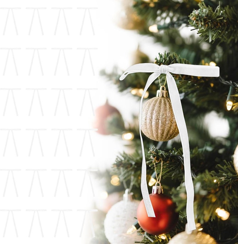 Utehilly White Vintage Velvet Bows Decorations Small Ornaments for Christmas Tree, Garland, Wreath, Door, Outdoor (24 Pcs, 5 * 7 Inch) - Image 1