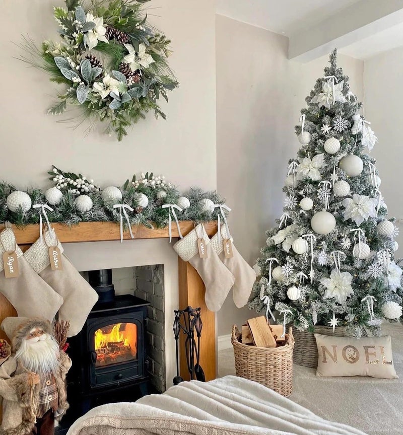 Utehilly White Vintage Velvet Bows Decorations Small Ornaments for Christmas Tree, Garland, Wreath, Door, Outdoor (24 Pcs, 5 * 7 Inch) - Image 5