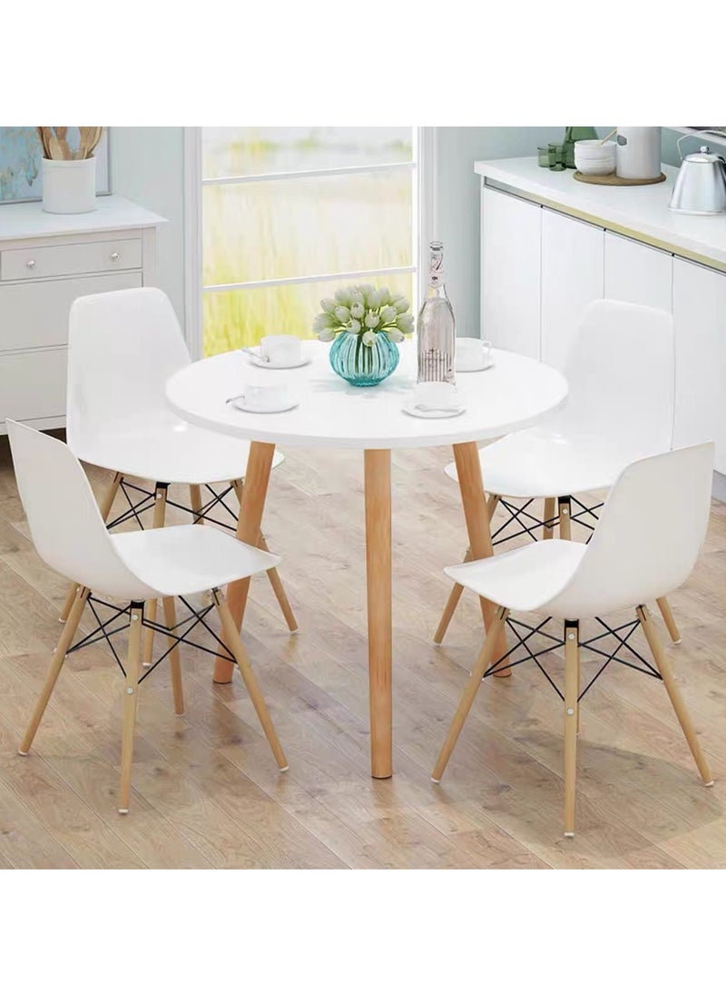 Generic - Dining Table End Table Coffee Table Simple Small with Wood Legs Round Table for Living Room Household Balcony Reception Negotiation(80*80*73cm) ﻿ - Image 1