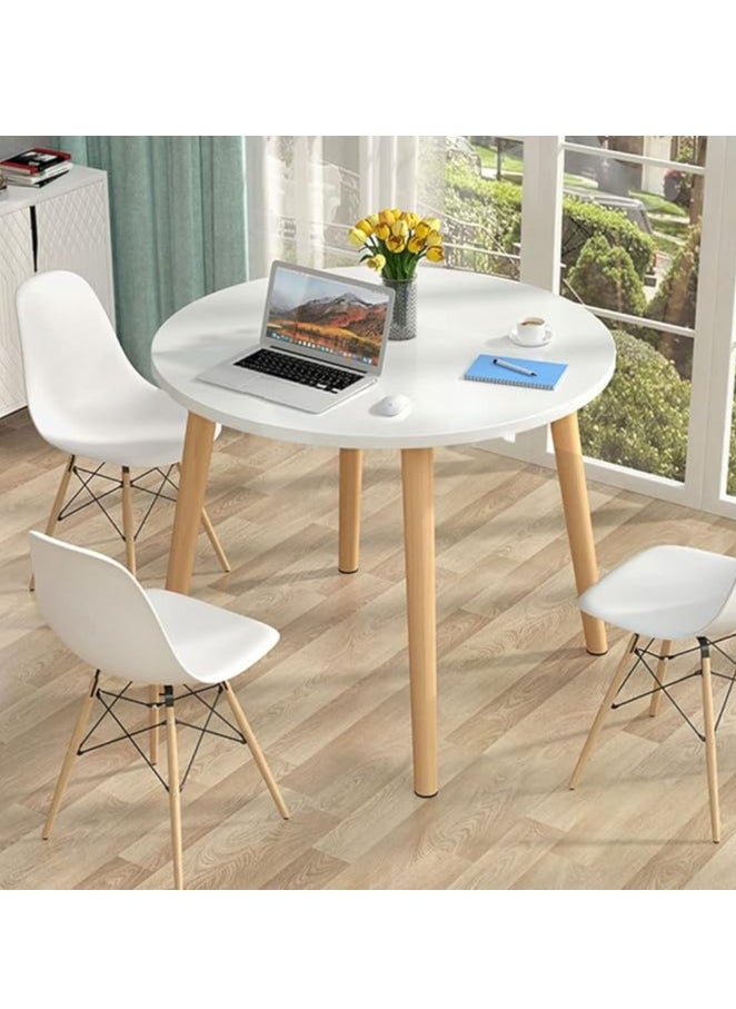 Generic - Dining Table End Table Coffee Table Simple Small with Wood Legs Round Table for Living Room Household Balcony Reception Negotiation(80*80*73cm) ﻿ - Image 1
