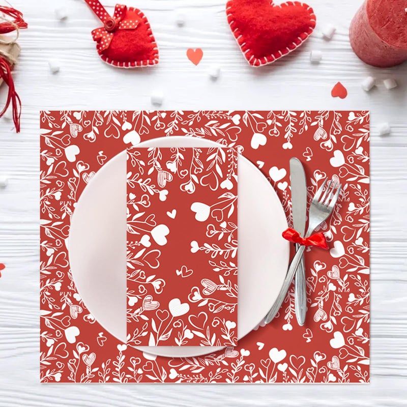 IANFEPH 100PCS Red Heart Love Leaves Valentines Day Napkins Disposable Hand Towels for Bathroom 3 Ply Love Heart Paper Napkins Decorative Guest Napkins for Wedding Valentines Day Anniversary Party Decoration  - Image 3