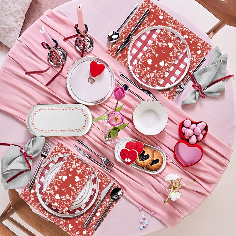 IANFEPH 100PCS Red Heart Love Leaves Valentines Day Napkins Disposable Hand Towels for Bathroom 3 Ply Love Heart Paper Napkins Decorative Guest Napkins for Wedding Valentines Day Anniversary Party Decoration  - Image 4