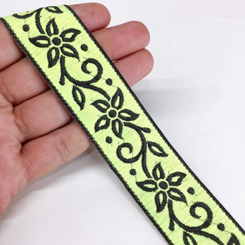 Lami 9 Meter Light Yellow Flower Design Lace Floral Embroidery Border, Lace for Banarasi Saree Bridal Lehenga Dupatta Suit Anarkali Trim Lace - Image 1