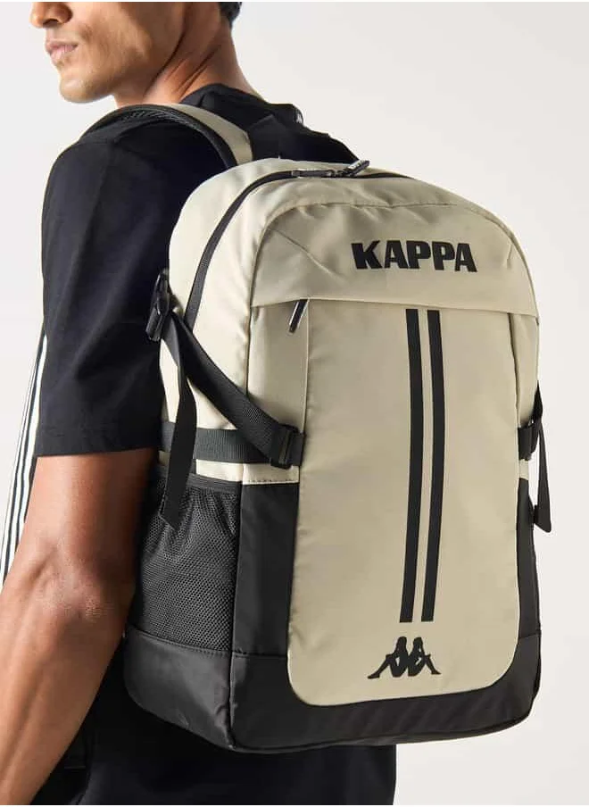 Kappa Kappa Logo Detail Backpack with Adjustable Straps and Zip Closure