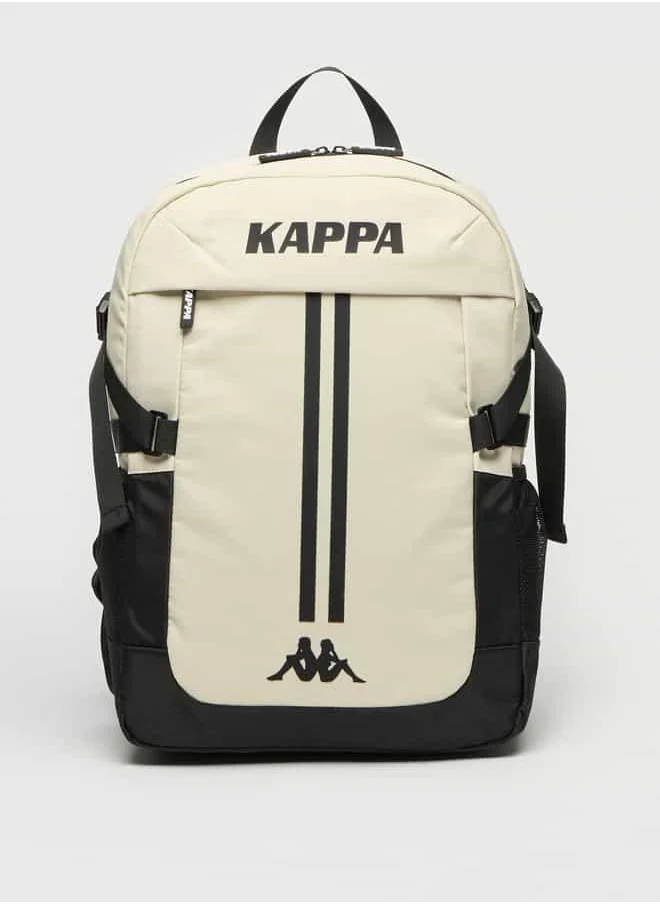 Kappa Kappa Logo Detail Backpack with Adjustable Straps and Zip Closure