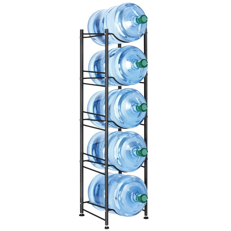 MOOACE 5Tier Water Jug Rack 5 Gallon Detachable Water Bottle Holder Organizer Storage Rack Black