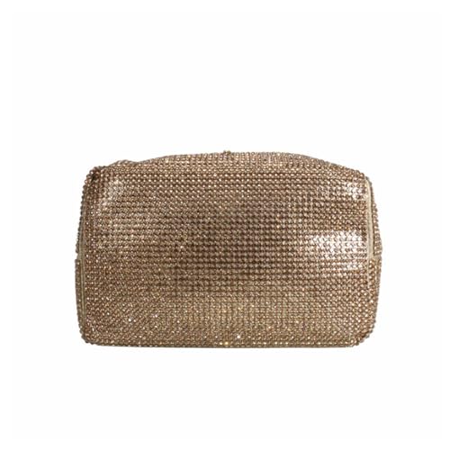 DJBM Ladies Full Diamonds Bucket Handbag Rhinestone Evening Bag Bling Clutch Purse for Women Party Prom Cocktail Wedding, Gold - Image 5