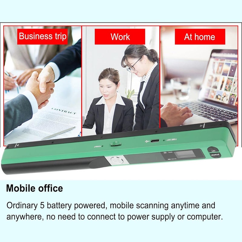 Marhynchus Portable Scanner Handheld Document Scanner with 300DPI 600DPI 900DPI Resolution Modes USB Connection for Business Home Office Use (Green) - Image 5