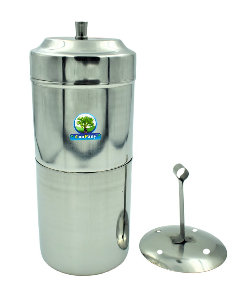 CooPany صانعة القهوة الفلتر الجنوبية الهندية من كوو باني® من الفولاذ المقاوم للصدأ 200 مل (4 إلى 5 أكواب) ومجموعة تقليدية من 4 قطع من دابارا القهوة من كومباكونام (كوب 150 مل، دابارا 250 مل) - Image 4