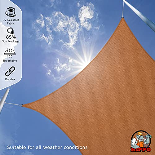 HIPPO Triangle Shade Sail Affordable & Premium 150 GSM Sun Shade UV Block for Outdoor Car Parking Garden (Beige-Brown, 12FTX12FTX12FT) - Image 2