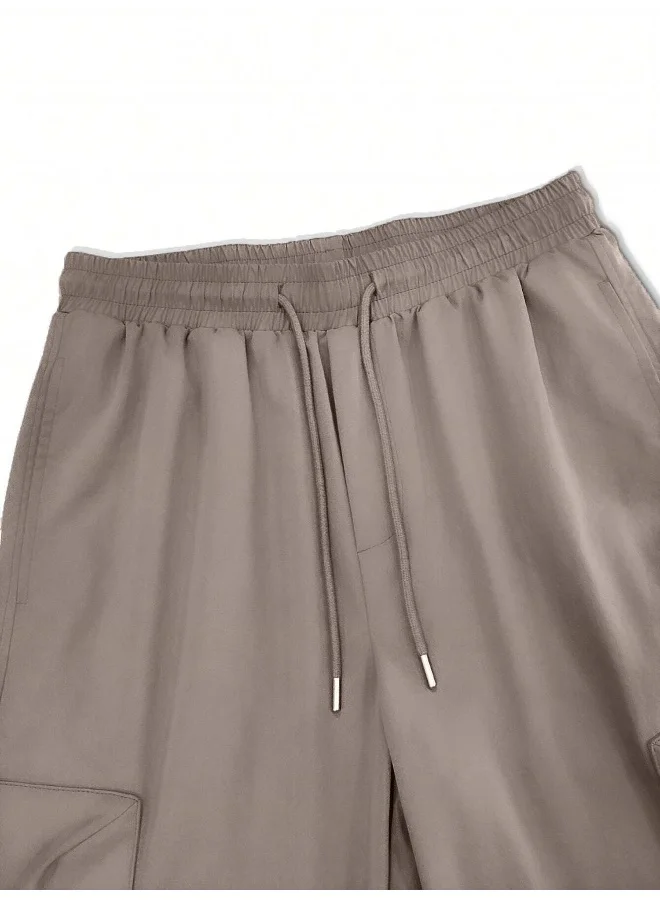 Maniac Mens Solid Silver Mink Polyester Nylon Fabric Cargo Pant