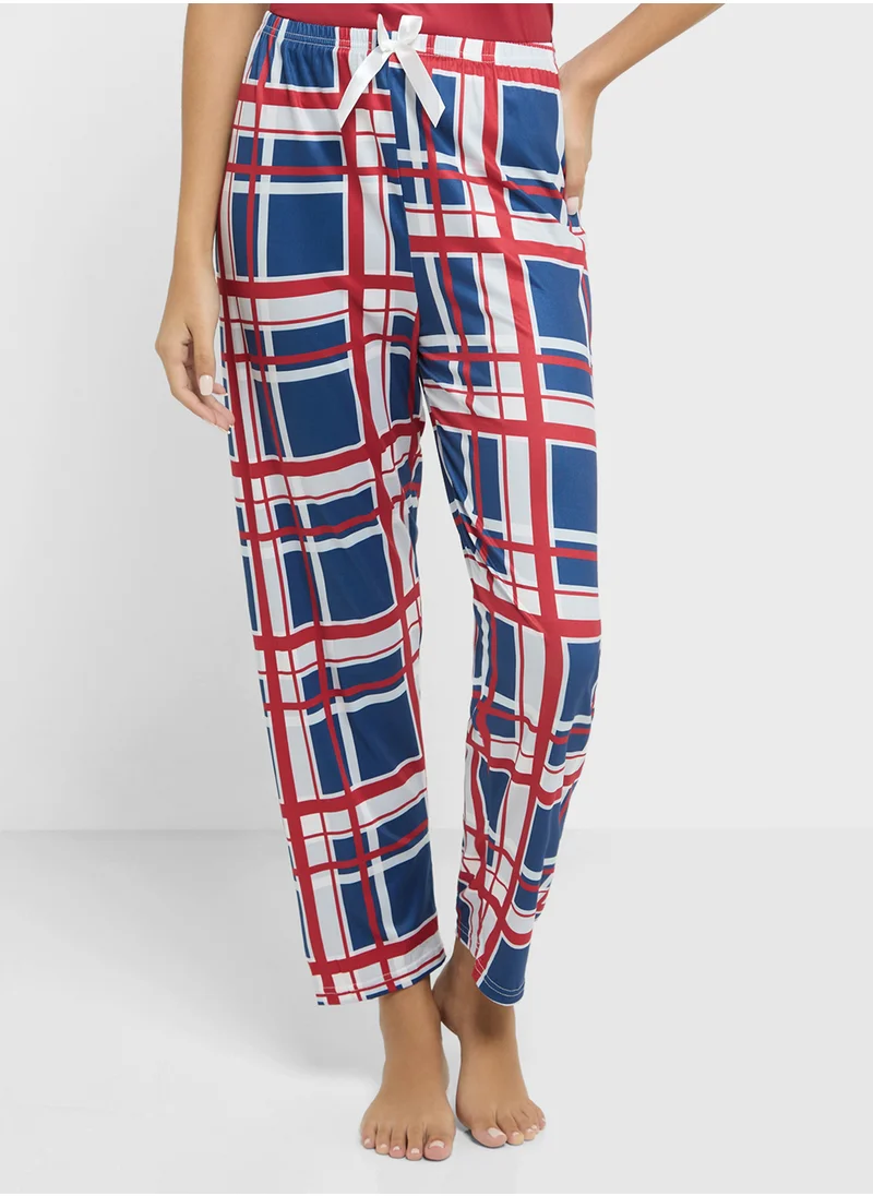 جينجر Cotton T-Shirt & Checkered Pyjama Set