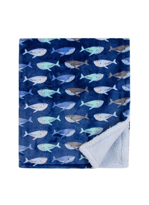 Plush Blanket With Sherpa Backing Whale