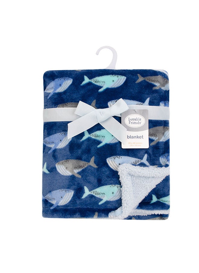 Plush Blanket With Sherpa Backing Whale