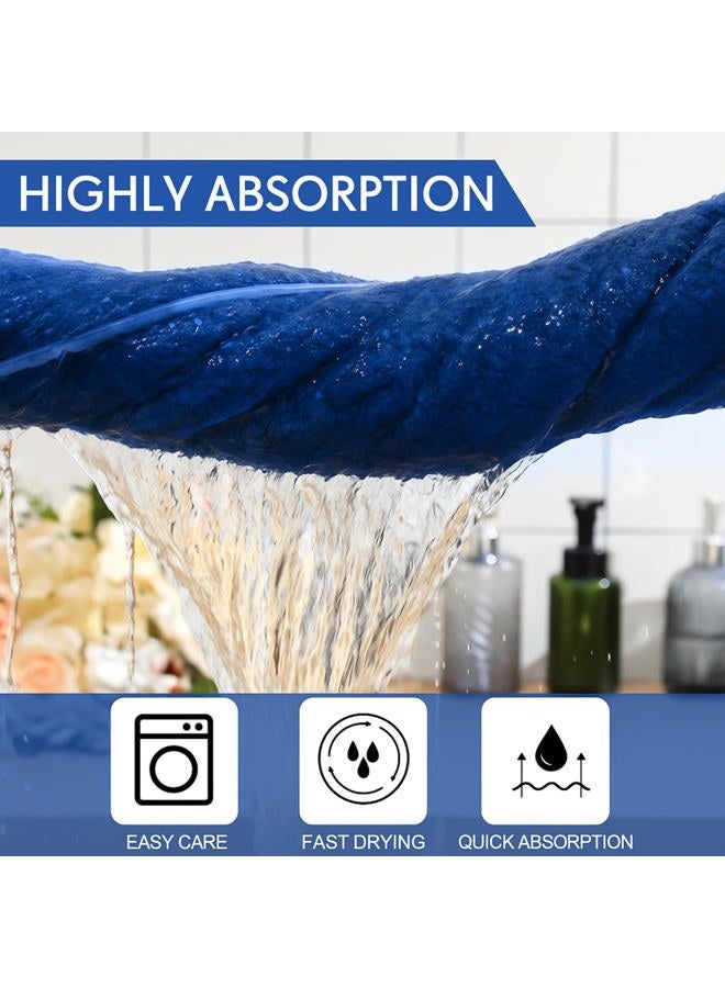 SmoothNovelty طقم مناشف استحمام عملاقة 2 حزمة 40 × 80 بوصة، مناشف فخمة سريعة الجفاف من فليس كورال، ماصة وناعمة وخفيفة الوزن للاستخدام المنزلي، في صالة الألعاب الرياضية، أثناء السفر، على الشاطئ (أزرق داكن) - Image 4
