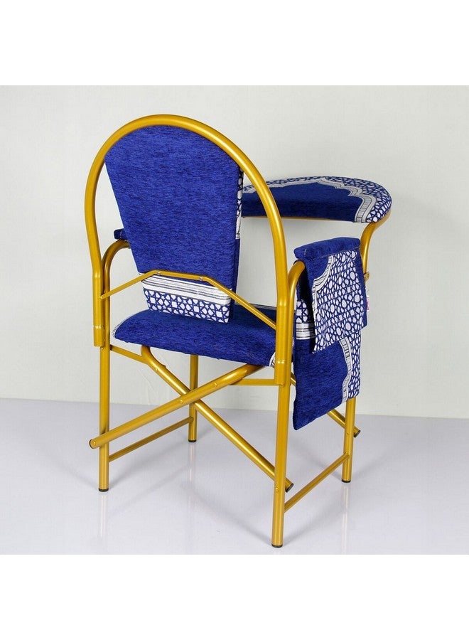 Micasa Elegant Design Foldable Prayer Chair Blue and Gold 24 x 53 x 69 cm HM-C015 NAVY BLUE - Image 2
