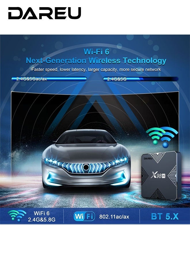 DAREU X98H Android TV Box 12.0, H618 Chip, 2GB RAM 16GB ROM, 4K HDR Smart Media Player with Dual-Band WiFi 2.4G/5G, WiFi 6, Streaming Box for Home Entertainment - Image 5