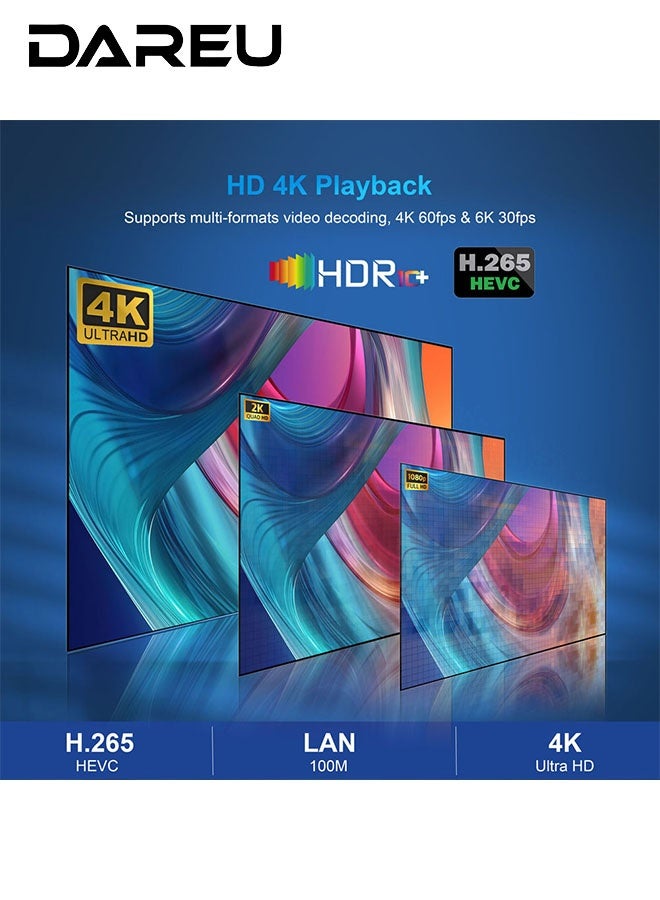 DAREU X98H Android TV Box 12.0, H618 Chip, 2GB RAM 16GB ROM, 4K HDR Smart Media Player with Dual-Band WiFi 2.4G/5G, WiFi 6, Streaming Box for Home Entertainment - Image 4