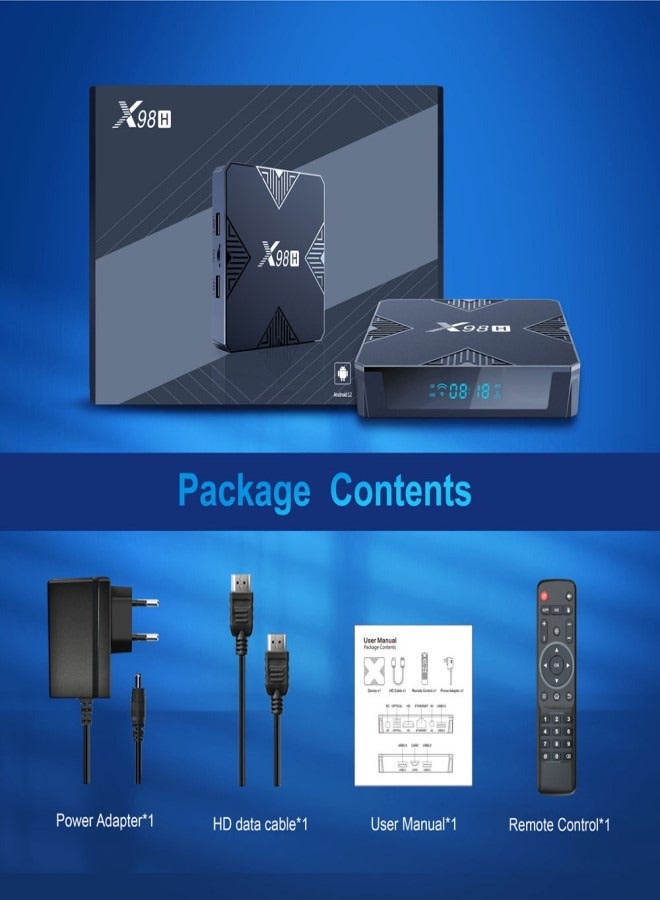 داريو جهاز X98H Android TV Box 12.0، بمعالج H618، يدعم WiFi ثنائي النطاق 2.4G/5.8G، مشغل وسائط بدقة 4K HDR، بذاكرة عشوائية 2 جيجابايت ومساحة تخزين 16 جيجابايت - Image 2