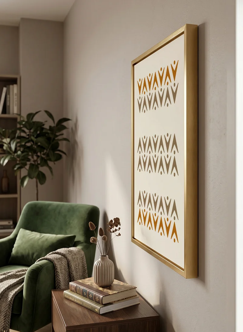 Lowha Canvas Wall Art Stretched Over Wooden Frame with Gold Floating Frame and Colored Pattern