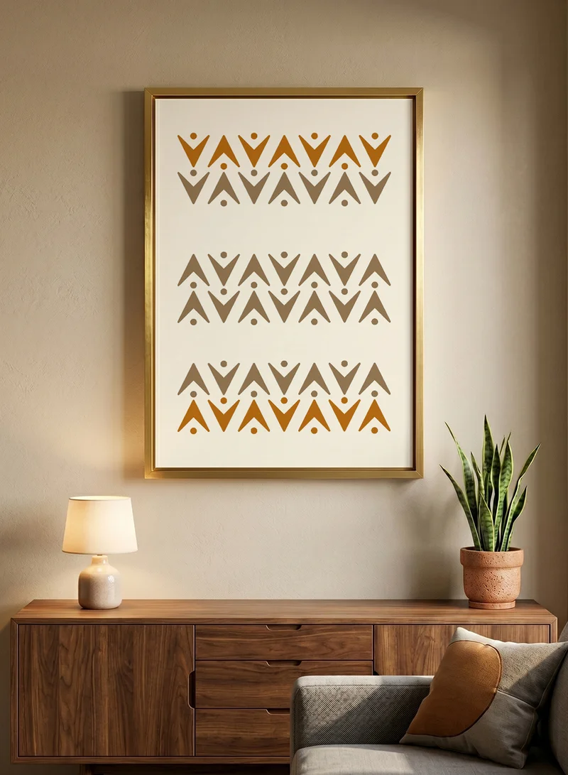 Lowha Canvas Wall Art Stretched Over Wooden Frame with Gold Floating Frame and Colored Pattern