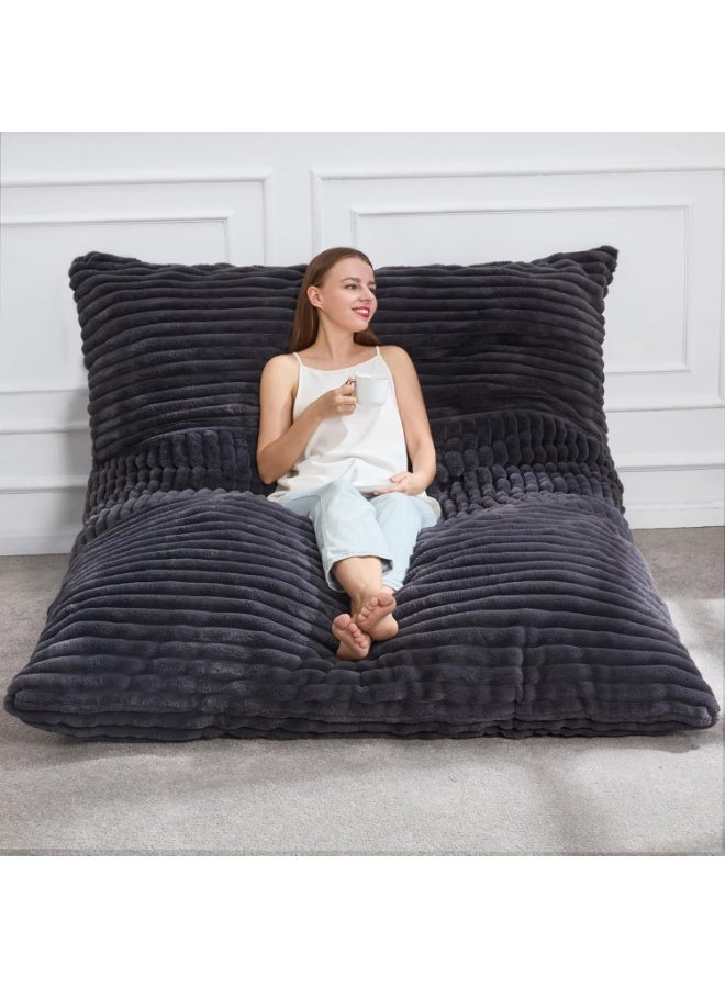TELANPU 3 in 1 Bean Bag Chair Giant Bean Bag Chairs Convertible Bean Bag Floor Cushion with Machine Washable Cover, Bean Bag Chairs for Adult (Dark Grey) - Image 1