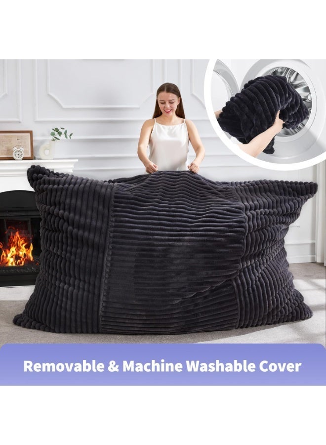 TELANPU 3 in 1 Bean Bag Chair Giant Bean Bag Chairs Convertible Bean Bag Floor Cushion with Machine Washable Cover, Bean Bag Chairs for Adult (Dark Grey) - Image 3