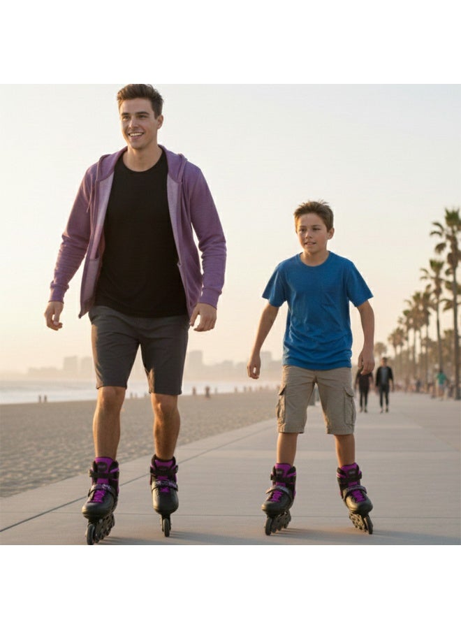 OVERS Inline and Roller Skates Shoes with All Wheels LED Lights Complete Set include Helmet and Protection - Image 3