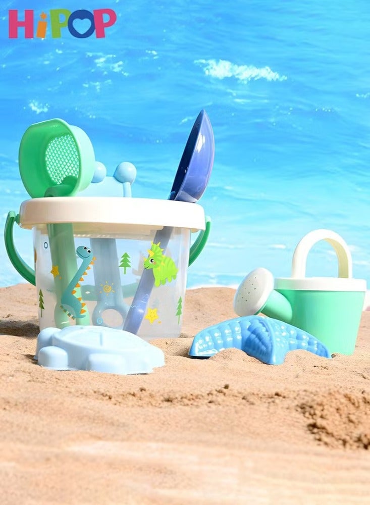 Dream Zone مجموعة ألعاب رمل الشاطئ، مع حقيبة شبكية، دلو رمل شفاف، ألعاب نموذجية، مجرفة، مشط، مجموعة ألعاب شاطئية خارجية للأطفال، الصغار، الأولاد والبنات (7 قطع) - Image 4