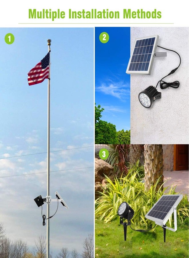 APONUO Solar Flagpole Light,Flag Pole Light Solar Powered Bracket Design Fits 1.4-3' Flag Pole 2 Brightness Dusk to Dawn IP65 Waterproof brightest for Flag Pole Outdoor Landscape Flag Patio(Cool White) - Image 3
