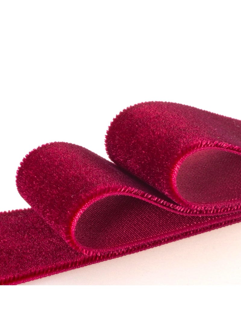 Wine Red Velvet Ribbon - 2.5 cm Width, 9.1 m Per Roll - Classic Elegant Flocked Ribbon for Gift Wrapping, Crafts, and Decorations - Image 5