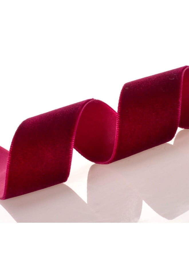 Wine Red Velvet Ribbon - 2.5 cm Width, 9.1 m Per Roll - Classic Elegant Flocked Ribbon for Gift Wrapping, Crafts, and Decorations - Image 2