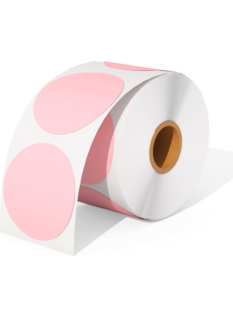 1 لفة ملصقات حرارية, 2.5 سم الوردي ذاتي اللاصق جولة الملصقات الحرارية المباشرة, متعددة الأغراض لفة ملصقات التسميات, طباعة واضحة, للتصميم, اسم العلامة ，حجم التسمية, ملصقات المكتب - Image 1
