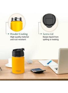VAHDAM VAHDAM Vitality Flip Bottle - 300Ml, Yellow | Compact & Versatile for Hot/Cold Beverages | Vacuum Insulated, Double Wall | Eco-Friendly, Reusable & Sustainable Workout Sipper  - Image 3