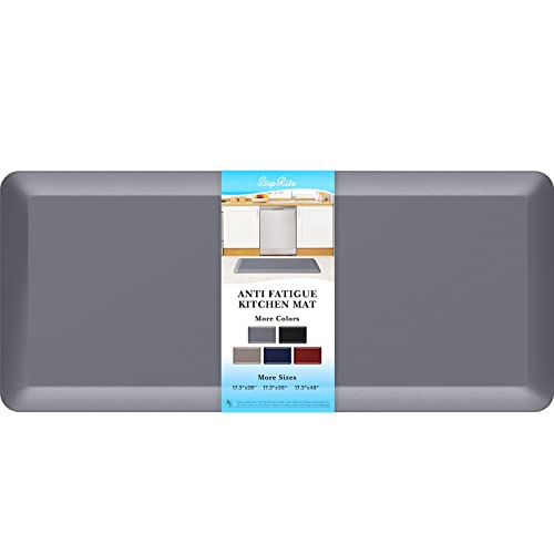 StepRite 4/5 Inch Thick Kitchen Mat Anti Fatigue Mat Kitchen Rugs Kitchen Decor Non-Slip, Stain & Water Resistant, Kitchen Mats Desk Mat for Kitchen, Office, Workshop, Grey, 17'' x 39'' - Image 1