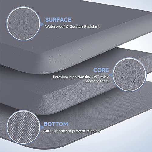 StepRite 4/5 Inch Thick Kitchen Mat Anti Fatigue Mat Kitchen Rugs Kitchen Decor Non-Slip, Stain & Water Resistant, Kitchen Mats Desk Mat for Kitchen, Office, Workshop, Grey, 17'' x 39'' - Image 3