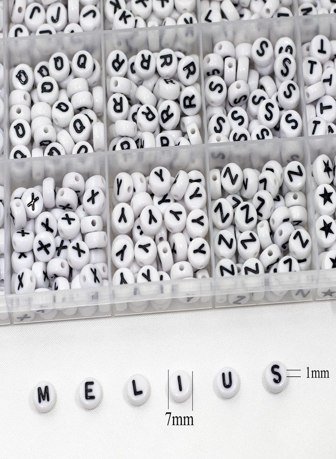 Melius Acrylic Letter Beads, 1450 Pcs 4x7mm Round Alphabet Beads in 28 Grid Box for Jewelry Making, DIY Bracelets, Necklaces, Key Chains, Bracelets (4x7mm, White) - Image 2