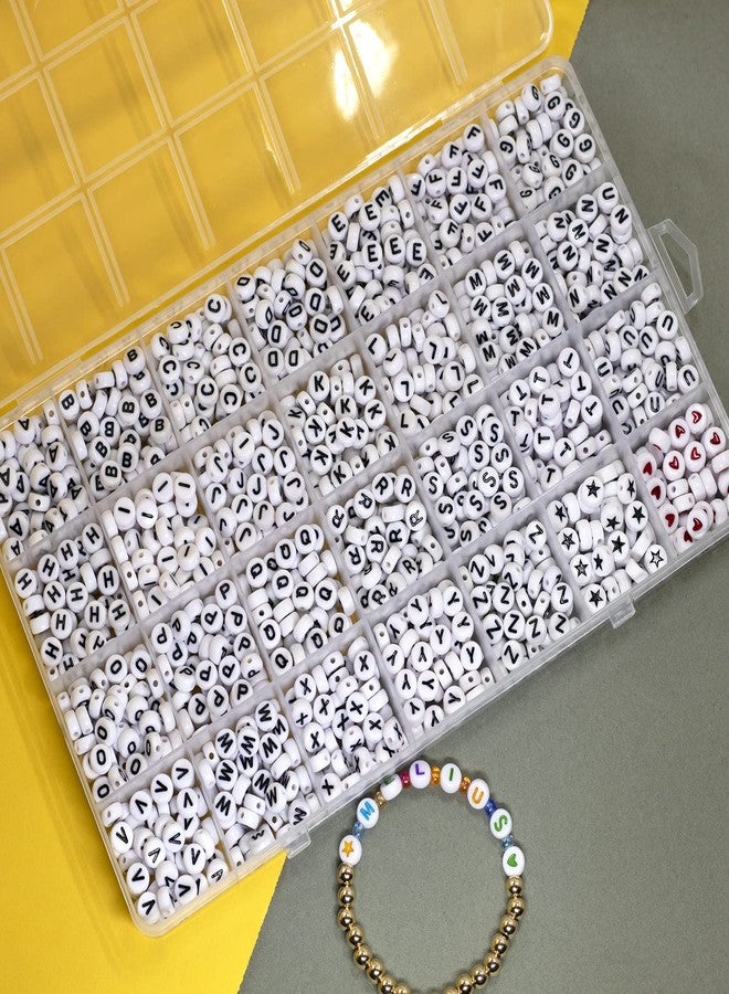 Melius Acrylic Letter Beads, 1450 Pcs 4x7mm Round Alphabet Beads in 28 Grid Box for Jewelry Making, DIY Bracelets, Necklaces, Key Chains, Bracelets (4x7mm, White) - Image 3