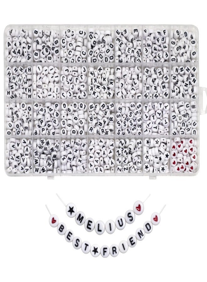 Melius Acrylic Letter Beads, 1450 Pcs 4x7mm Round Alphabet Beads in 28 Grid Box for Jewelry Making, DIY Bracelets, Necklaces, Key Chains, Bracelets (4x7mm, White) - Image 1