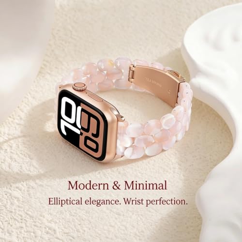 V-MORO Cute Resin Band Compatible with Apple Watch 40mm/41mm/42mm/38mm Women Fashion Dressy Fancy Strap Bracelet lightweight Wristband for iWatch Bands Series 11 10 9 8 7 6 5 4 3 2 1 SE(Pink Floral) - Image 4