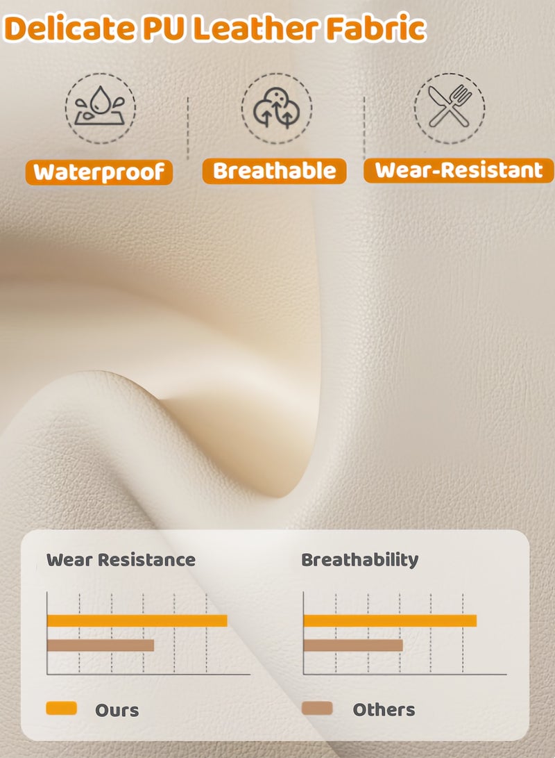 Optico Bar Stools Barstools with Backrest, Adjustable Bar Chairs Ergonomic Desk Chair, Criss Cross Chair PU Leather Swivel Study Chair Cross Legged Office Chair with Thicked Soft Seat Cushion Computer Task Vanity Chair Armless Study Chair with Silent Wheel & 12cm Adjustable Height  for Kitchen Island, Dining Room, Cafe - Image 4