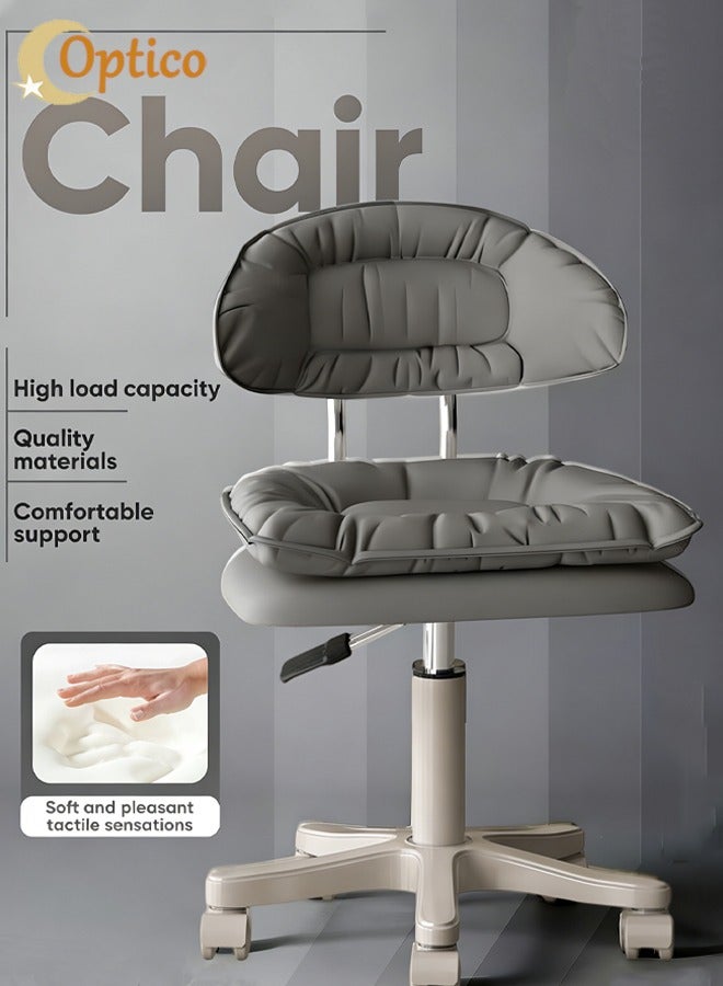 Optico Bar Stools Barstools with Backrest, Adjustable Bar Chairs Ergonomic Desk Chair, Criss Cross Chair PU Leather Swivel Study Chair Cross Legged Office Chair with Thicked Soft Seat Cushion Computer Task Vanity Chair Armless Study Chair with Silent Wheel & 12cm Adjustable Height  for Kitchen Island, Dining Room, Cafe - Image 1