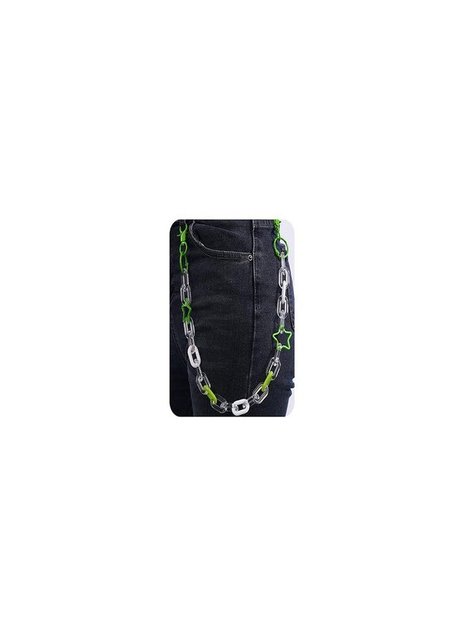 Wiwpar Acrylic Jeans Chain Trouser Wallet Pocket Chains Jean Pants Chain Keychain Body Chains Party Prom Accessory for Women (Green) - Image 1
