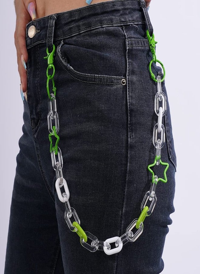 Wiwpar Acrylic Jeans Chain Trouser Wallet Pocket Chains Jean Pants Chain Keychain Body Chains Party Prom Accessory for Women (Green) - Image 2