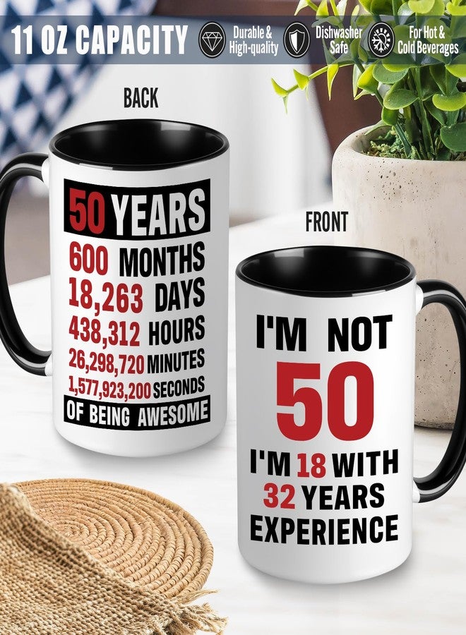 NVTROVI 50th Birthday Gifts for Men Coffee Mug Set, 50th Birthday Party Supplies, Turning 50 Gift with 11 Oz Ceramic Cup Baseball Cap Apron Sock Bracelet Toilet Paper Keychain for Him, Dad, Husband, Friends - Image 4