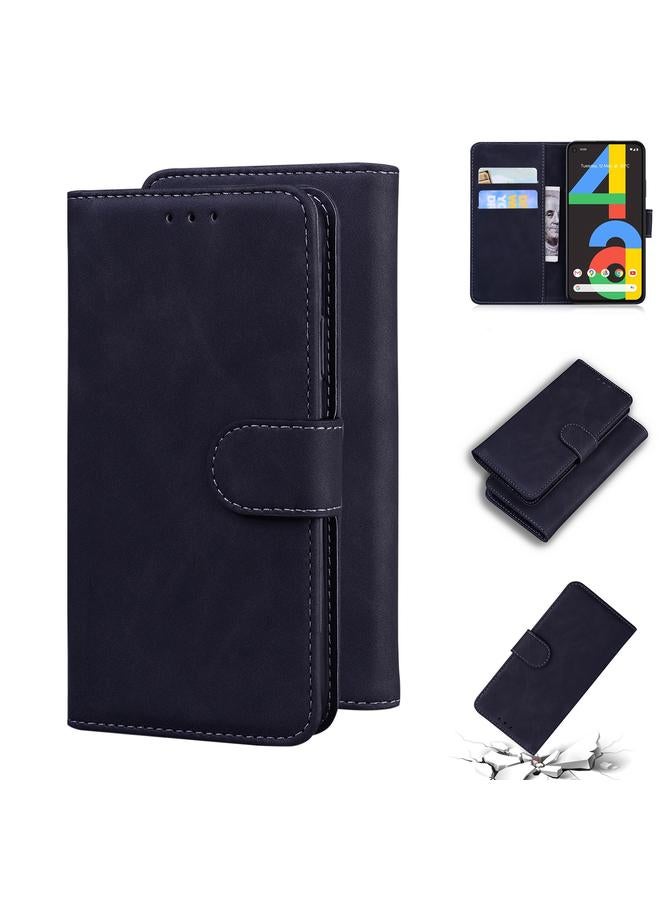 Zaboon Case For Google Pixel 4a 4G Skin Feel Pure Color Flip Leather Phone Case - Image 1