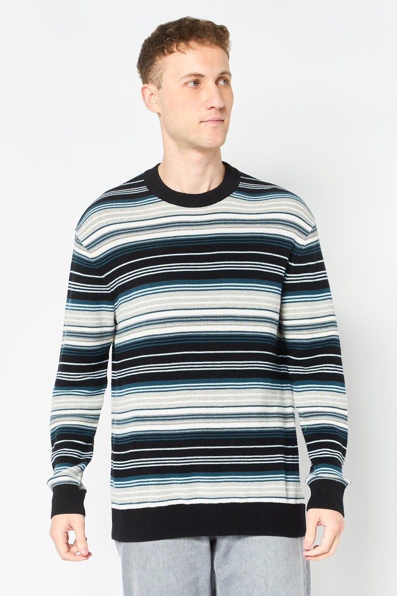 SELECTED Men Crew Neck Long Sleeve Stripe Sweaters, Multicolor - Image 1