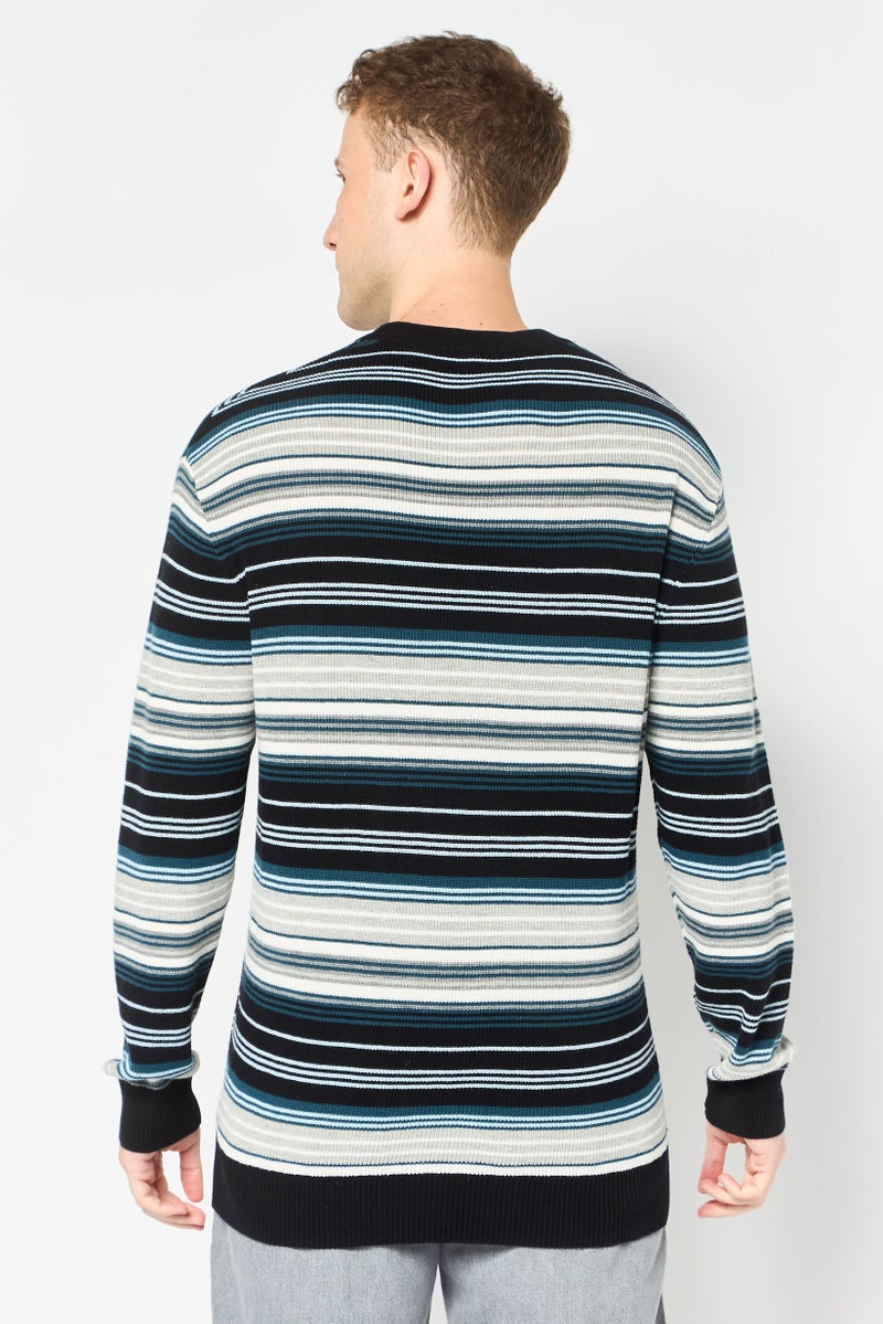 SELECTED Men Crew Neck Long Sleeve Stripe Sweaters, Multicolor - Image 4