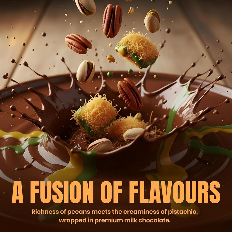 Karish Choco Date Pistachio Kunafa 400g – Nutty Gourmet Delight with Premium Chocolate & Dates - Middle Eastern Dessert, Luxury Dessert, Gourmet Chocolate Gift - Image 2